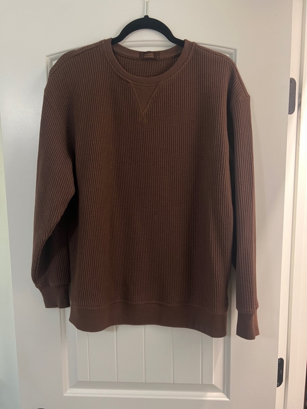 Womens waffle crew neck pullover